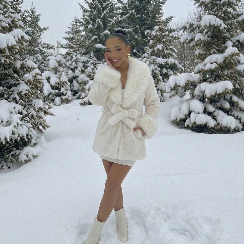 Ivory Faux Fur Coat
